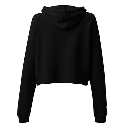 Crop Hoodie – Black with Gold Lion - Fliukka street wear.