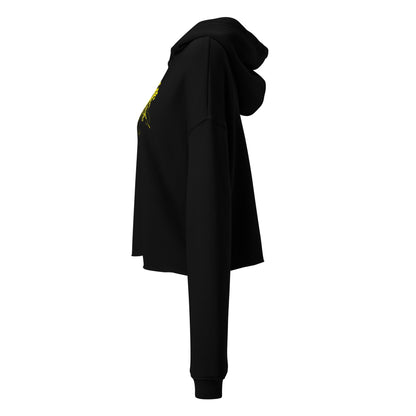 Crop Hoodie – Black with Gold Lion - Fliukka street wear.