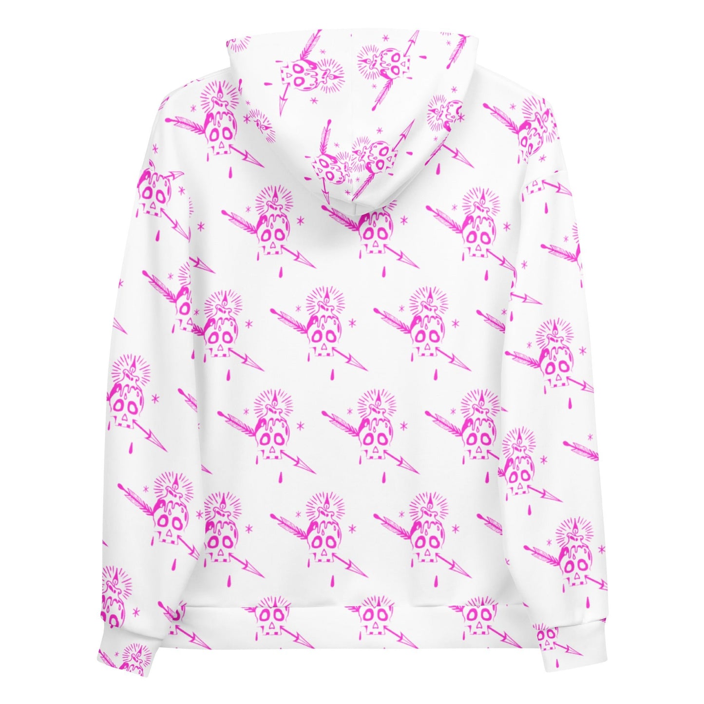 FLIUKA NEON PINK SKULL ALL OVER UNISEX HOODIE - Fliukka