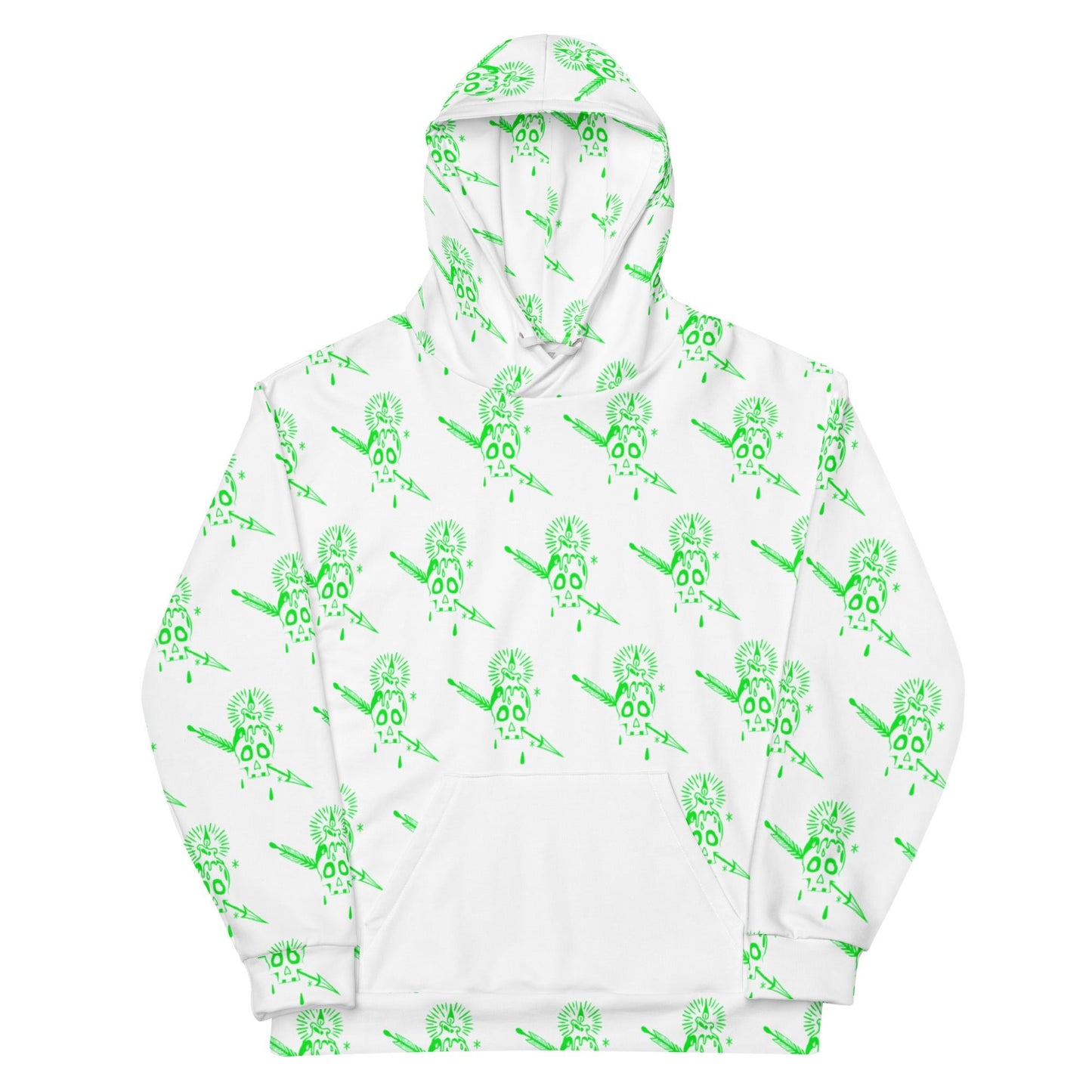 FLIUKA NEON PINK SKULL ALL OVER UNISEX HOODIE - Fliukka