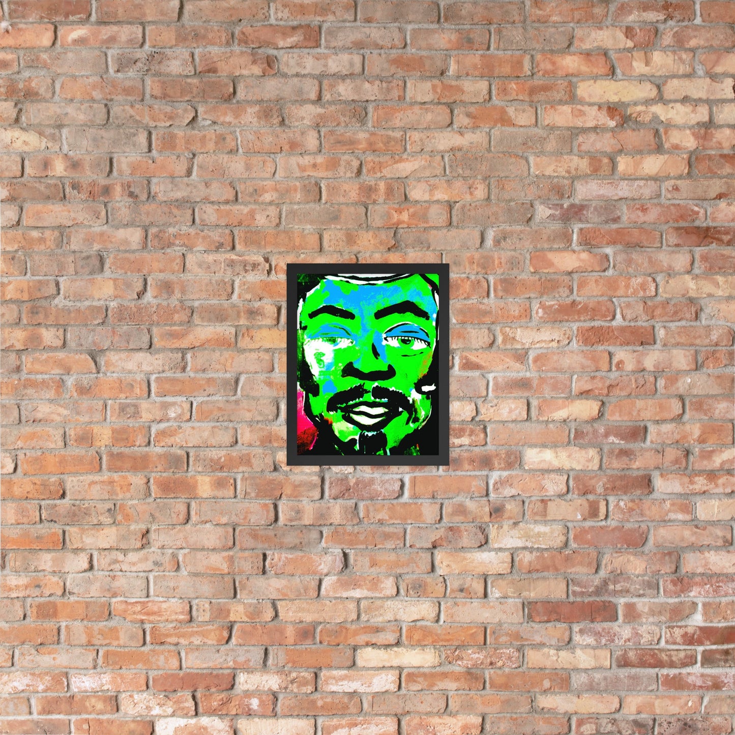 Framed poster, green face - FLIUKKA