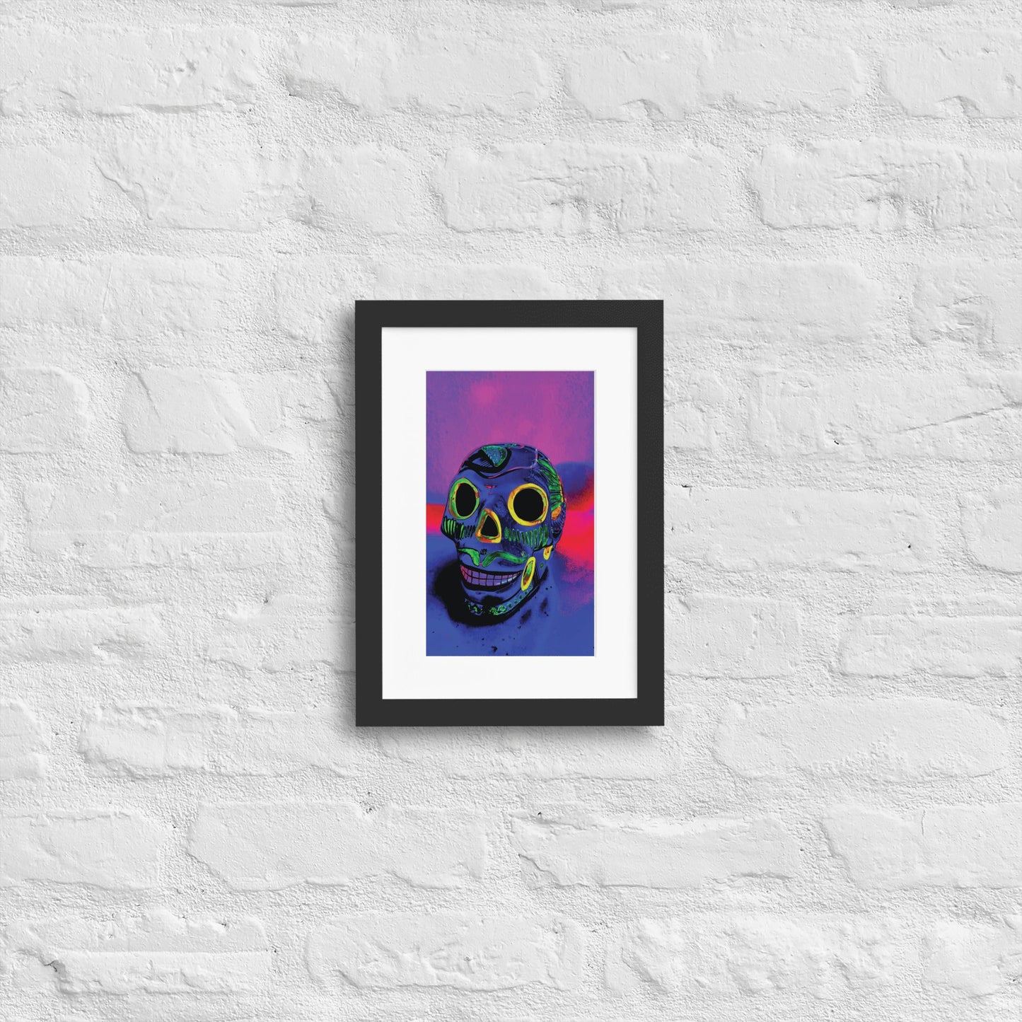 Matte Paper Framed Poster With Mat - Calavera 0.01 - Fliukka street wear.