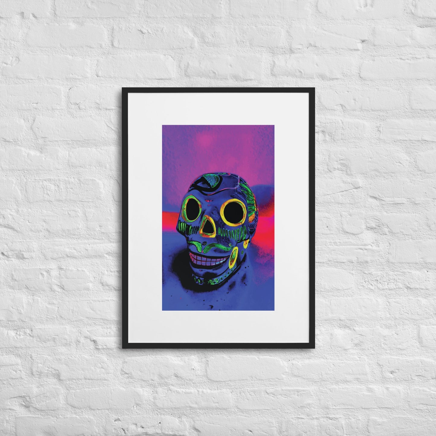 Matte Paper Framed Poster With Mat - Calavera 0.01 - Fliukka street wear.