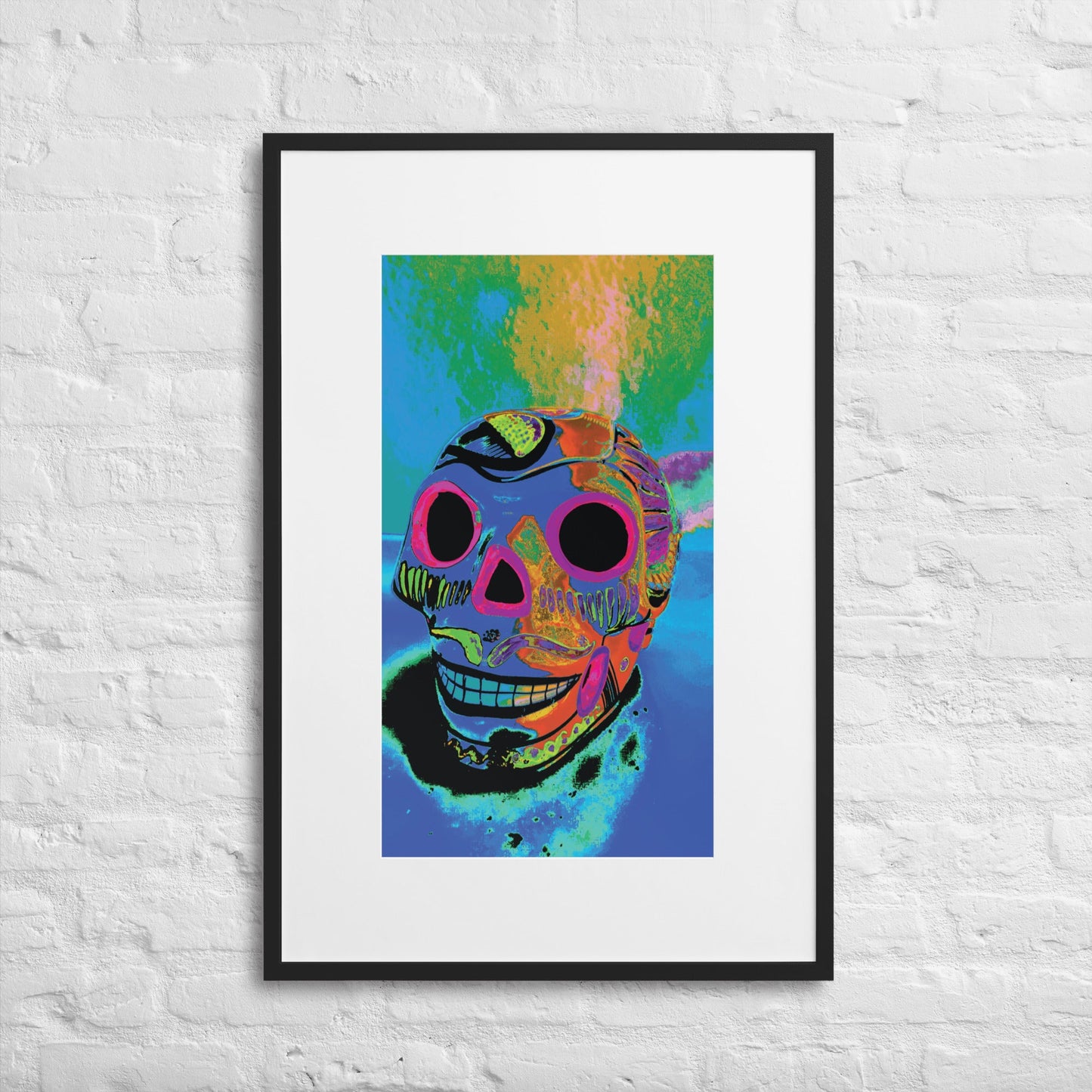 Matte Paper Framed Poster With Mat - Calavera 0.02 - Fliukka street wear.
