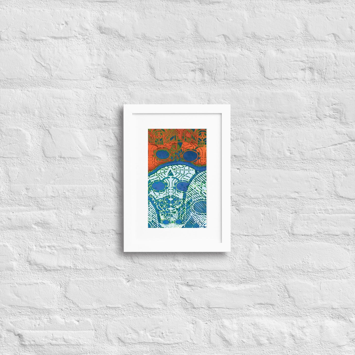 Matte Paper Framed Poster With Mat - Psychedelic skull 0.1 - Fliukka street wear.