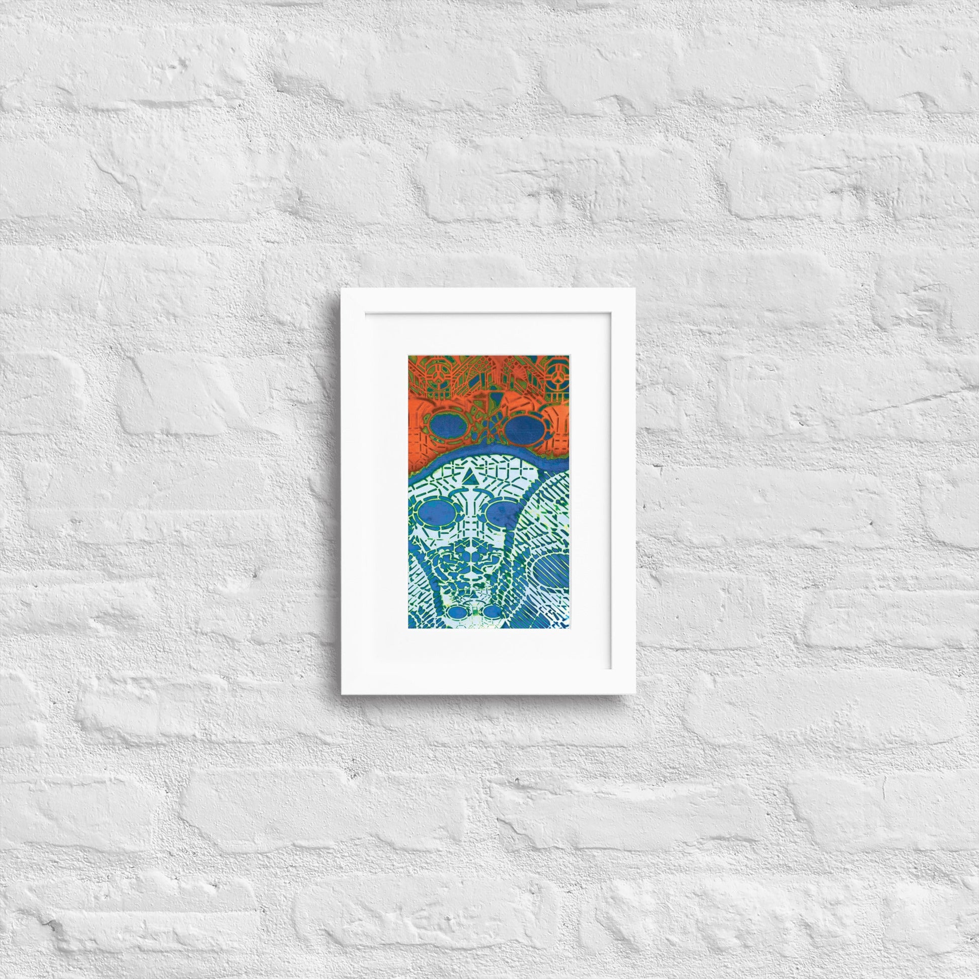 Matte Paper Framed Poster With Mat - Psychedelic skull 0.1 - Fliukka street wear.