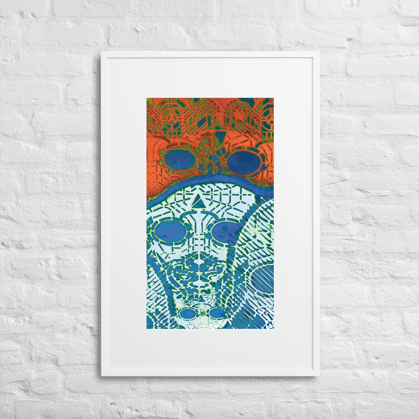 Matte Paper Framed Poster With Mat - Psychedelic skull 0.1 - Fliukka street wear.