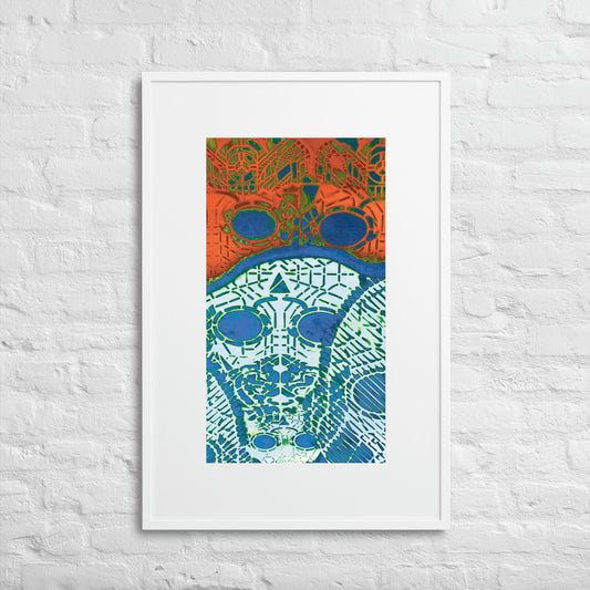 Matte Paper Framed Poster With Mat - Psychedelic skull 0.1 - Fliukka street wear.