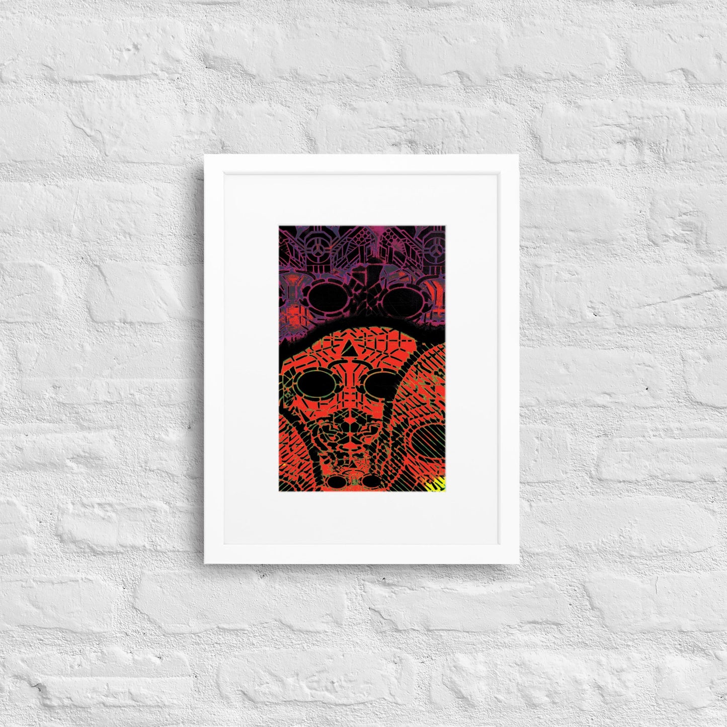 Matte Paper Framed Poster With Mat - Psychedelic skull 0.2 - Fliukka street wear.
