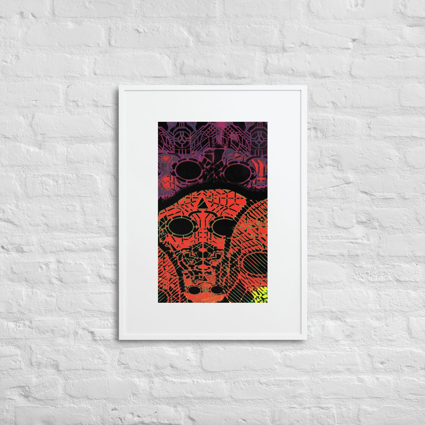Matte Paper Framed Poster With Mat - Psychedelic skull 0.2 - Fliukka street wear.