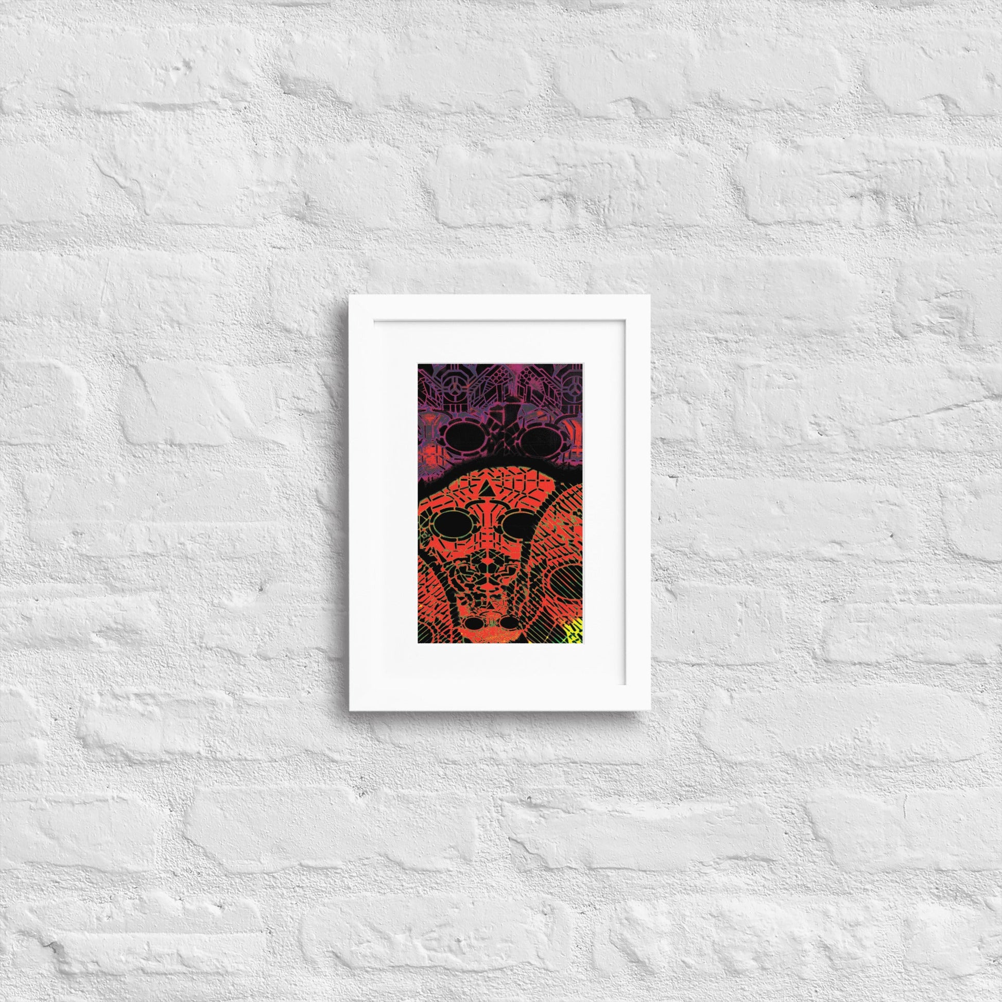 Matte Paper Framed Poster With Mat - Psychedelic skull 0.2 - Fliukka street wear.