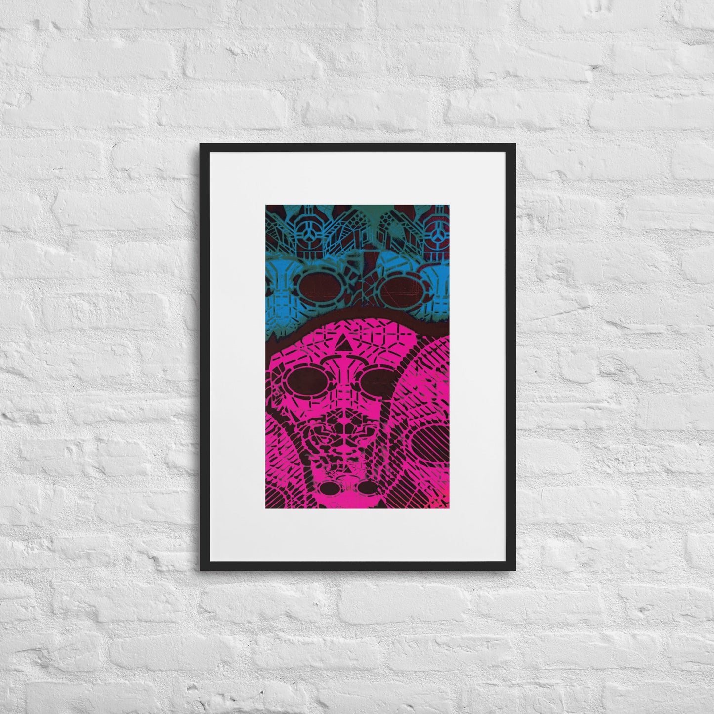 Matte Paper Framed Poster With Mat - Psychedelic skull 0.3 - Fliukka street wear.