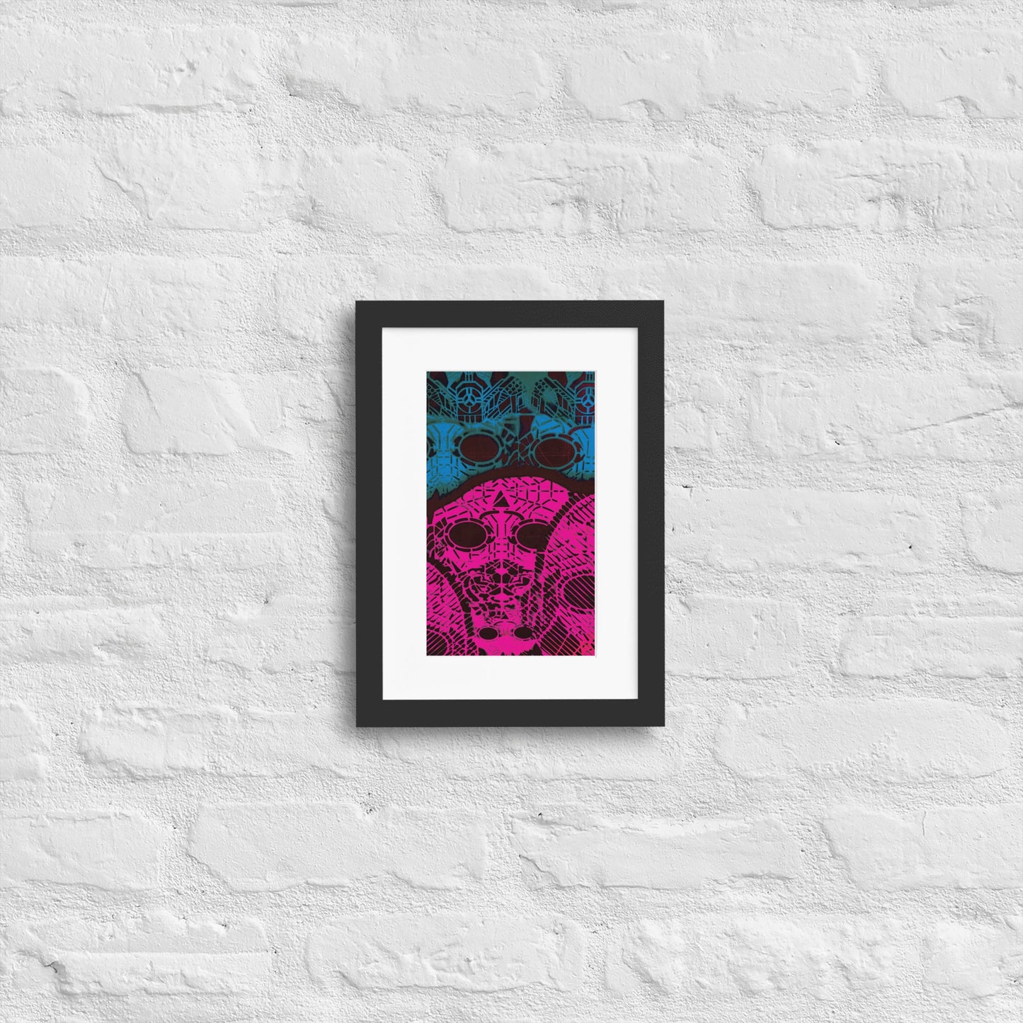 Matte Paper Framed Poster With Mat - Psychedelic skull 0.3 - Fliukka street wear.