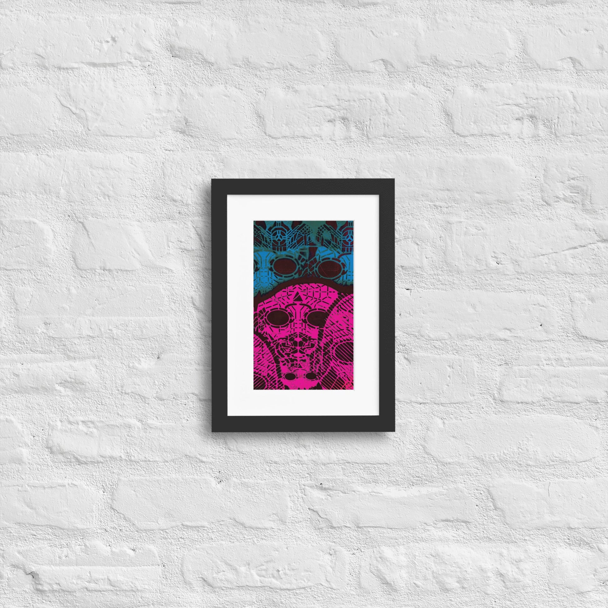 Matte Paper Framed Poster With Mat - Psychedelic skull 0.3 - Fliukka street wear.