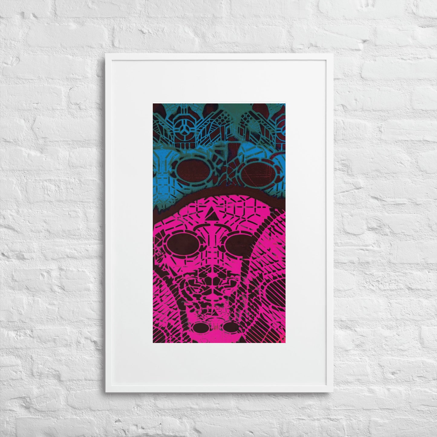Matte Paper Framed Poster With Mat - Psychedelic skull 0.3 - Fliukka street wear.