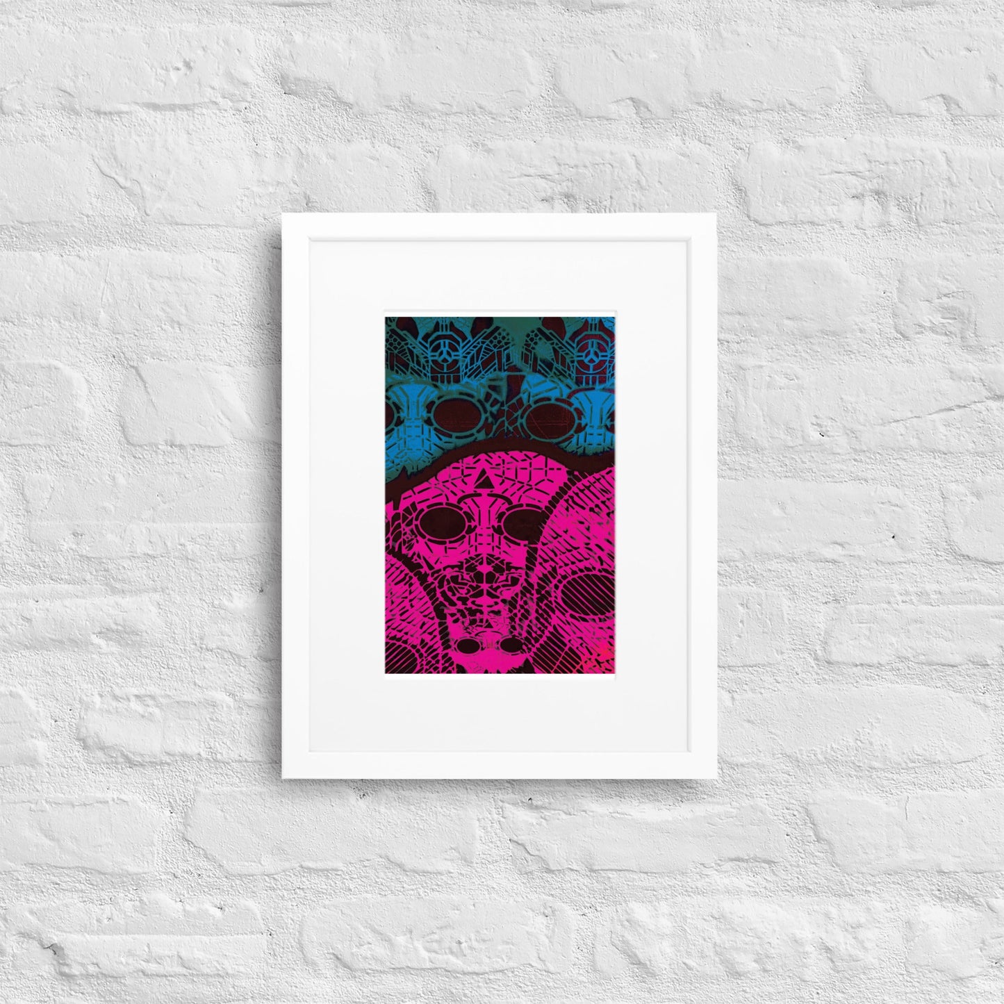 Matte Paper Framed Poster With Mat - Psychedelic skull 0.3 - Fliukka street wear.