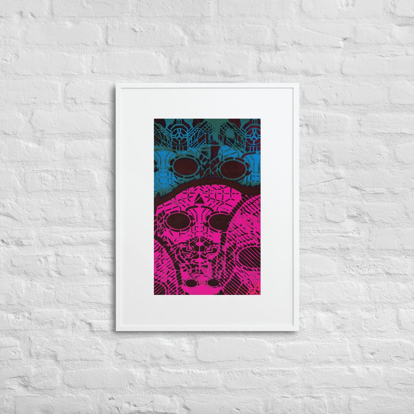 Matte Paper Framed Poster With Mat - Psychedelic skull 0.3 - Fliukka street wear.