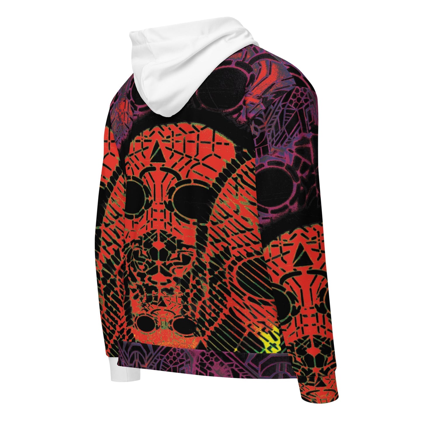 Unisex all over zip hoodie - Tech Skull 0.2 - Fliukka Clothing.